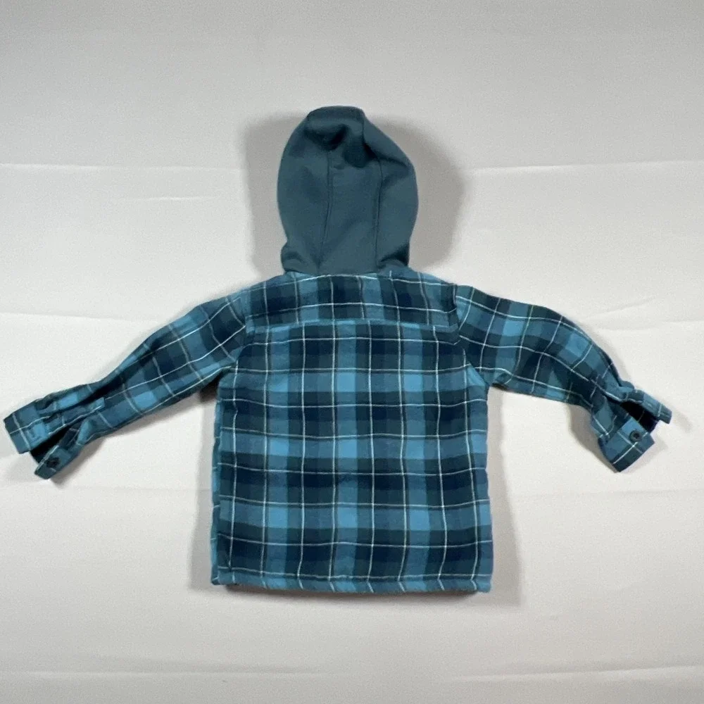 Dkny Outfit Set Kids 24M Blue Plaid Sherpa Lined Hooded Cotton Elastic Waistband